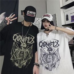 Summer Goth Female Tee Aesthetic Loose men and womenT shirt Punk Dark Grunge Streetwear gothic Top T shirts Harajuku y2k Clothes 220712