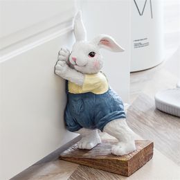 Delicate Hand-painted Door Stops Resin Animal Cute Rabiit Cat Dog Door Stopper Creative Cartoon Door Stop Home Decor Accessories 201013