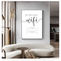 Custom WiFi Network Sign Poster el Cafe Restaurant WiFi Wall Art Decoration Canvas Painting WiFi Password Sign Art Prints 220623