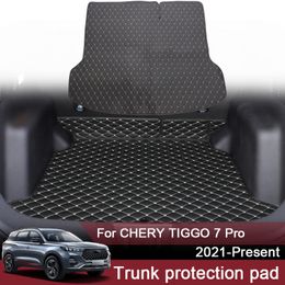 1pc Car Styling Custom Rear Trunk Mat For Chery Tiggo 7 Pro 2021-2024 Leather Waterproof Auto Cargo Liner Pad External Accessory
