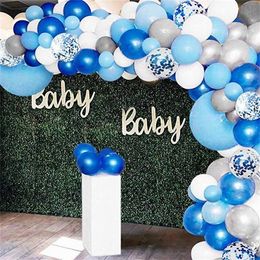 134pcs Blue Balloon Garland Arch Kit White Grey Blue Confetti Latex Balloons Baby Shower Wedding Birthday Party Decorations T200524
