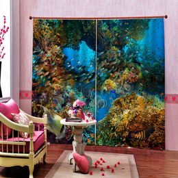 Customise 3D Window Curtain underwater world dolphin Blackout Curtains Parlour Bedroom Hotel Windows Decoration Curtains