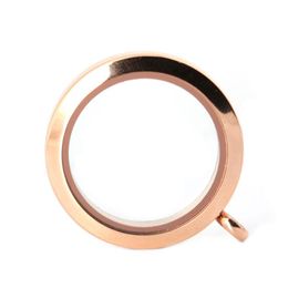 Pendant Necklaces 30mm Round Screw Rose Gold Plain Stainless Steel Memory Living Glass Locket Floating Charms For WomenPendant