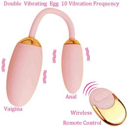 Nxy Eggs Double end Remote Control Vibrating Egg Vaginal Balls Clitoris Stimulator Powerful Vibrator Adult Products Sex Toys for Woman 220421