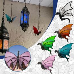 Decorative Objects & Figurines Dragon Hanging Stained Suncatcher Creative Handmade Wind Chimes Glass Window Ornaments Garden Yard DecorDecor