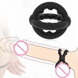 Male Chastity Device Double Penis Rings Cock Men's Silicone Delay Sleeve Ejaculation Adult Game sexy Toys For Men