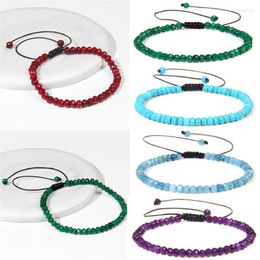 Beaded Strands Handmade Stone Beads Bracelet 3x4mm Faceted Jades Chalcedony Adjustable Women Men Healing Yoga Jewellery Gifts Lars22