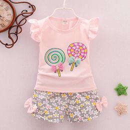 Clothing Sets Two Pieces Cotton Girls Summer Vest Sleeveless Children Fashion Clothes Suit Casual Floral Outfits 1-5TClothing