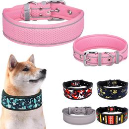 Dog Collars & Leashes Reflective Puppy Big Collar With Buckle Adjustable Pet For Small Medium Large Dogs Pitbull Leash ChainDog