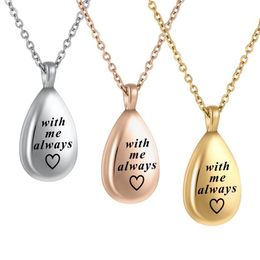 Chains High Quality Gold Colour Tear Drop Cremation Urns Pendant Necklaces Ashes Casket For Pet Human JewelryChains