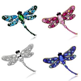 Crystal Vintage Dragonfly Brooches for Women High Grade Fashion Insect Brooch Pins Coat Accessories Animal Jewellery Gifts 7 Colours