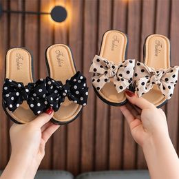 Bow Open Toe Slide Sandals Nonslip Flip Flops Children Home Slippers Kids Girls Summer Cute Beach Slippers CSH1343 220621