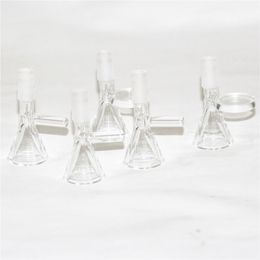 Smoking Thick Round Funnel Glass Bowls Herb Dry Oil Burners With Handle 10mm 14mm male slide bowl piece for Glass Bongs Bubble