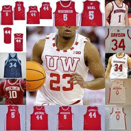 Custom Wisconsin Badgers Basketball Jersey Ncaa College Nate Reuvers Brad Davison Tyler Wahl Ben Carlson Davis Lorne Bowman Ii Crowl