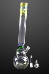 18 inch Super Clear Glass Water Bong Hookah with Hand-painted Decoration Smoking Pipe