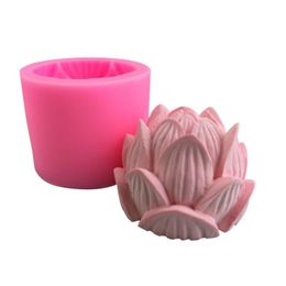 Aromatherapy Candle Silicone Mould 3D Lotus Flower Shape Soap Mould DIY Form Cake Decoration Supplies 220721