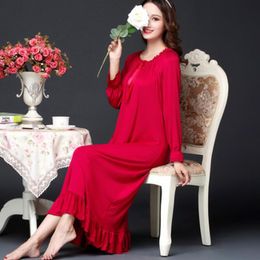 Women's Sleepwear Spring Womens Nightgown Cotton Long Nightwear Nighties For Women Autumn Sleepdress Dressing Gown Femme Pink Plus SizeWomen