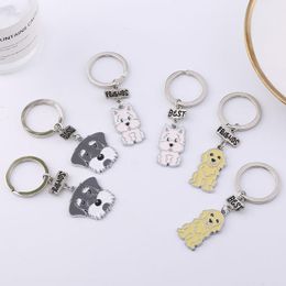 Keychains Keychain Dog Lovers Friends Gift Cute Schnauzer Key Ring Animal Heart Jewellery Car Bag CharmKeychains
