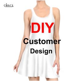 Sexy Dress Women 3D Print DIY Personalized Design Pleated Own Image P o Star Singer Anime Ladies Casual es B356 220707