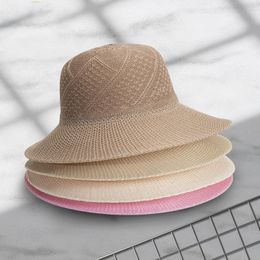 Women's Straw Sun Hat Crushable Straw Panama Style Straw Hat Dome Floppy Summer Beach Sun Protection Foldable Bucket Hat