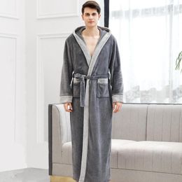Women's Sleepwear Winter Soft Flannel Lovers Men Women Long Bathrobes Absorbable Thick Warm Nightgown Female Pyjamas