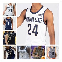 Custom Ncaa Montana State Basketball Jersey College Xavier Bishop Jubrile Belo Amin Adamu Sam Lecholat Patrick McMahon Abdul Mohamed RaeQuan Battle Great Osobor