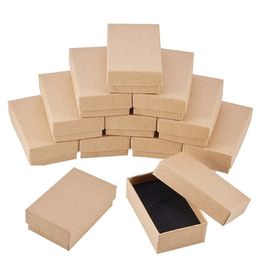 24pcs Retro Kraft Jewellery Box with Sponge Inside Gift Cardboard Boxes for Ring Necklace Earring Jewellery display Packaging Box 220812