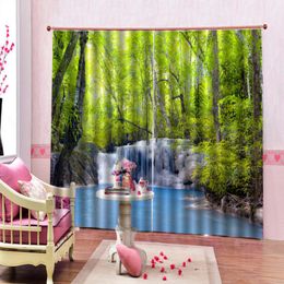 Curtain & Drapes Customized Size Luxury Blackout 3D Window Curtains For Living Room Green Scenery Waterfall CurtainsCurtain