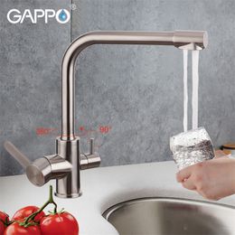 GAPPO Kitchen Faucets with filtered water taps stainless kitchen faucet drinking water sink mixer waterfall taps griferia T200810