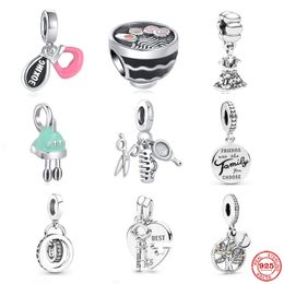 925 Sterling Silver Dangle Charm Pendant Family Comb Mirror Beads Bead Fit Pandora Charms Bracelet DIY Jewellery Accessories