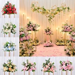 2022 Silk Rose Artificial Flowers Ball Centrepieces Head Arrangement Decor Road Lead for Wedding Backdrop Table Flower ball