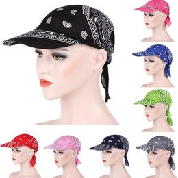 Wide Brim Hats Women Bandana Scarf Hat Outdoor Visor Cashew Print Cap Girl Ladies Beanie Turban Bowknot Long Tail Head High QualityWide Wend