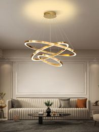 Pendant Lamps Living Room Lamp Chandelier Simple Nordic Style 2022 Dining Circle Round Ring Compound Building Post Modern LightPendant