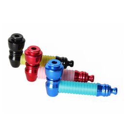 Latest Colorful Aluminium Portable Mini Removable Pipes Dry Herb Tobacco Handpipes Filter Screen Cap Hand Smoking Tube Cigarette Holder DHL Free