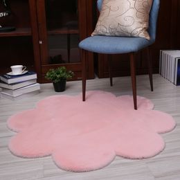 flower shape Rug Carpets for Living Room Decor Faux Fur Carpet Kids Long Plush s Bedroom Shaggy Area Modern Mat Y200416