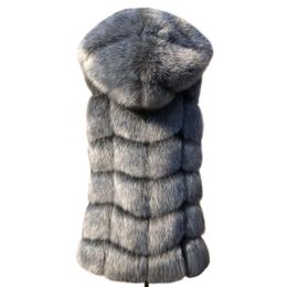 ZADORIN Fashion Sleeveless Faux Fur Coat Hooded Winter Women Faux Fur Gilet Pelliccia Plus Size Faux fur Vest Jacket bontjas 201214