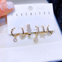 Dangle & Chandelier Luxury Mixed Style Heart Star Water Drop Earrings Set Gold Colour Plated Cubic Zirconia Women JewelryDangle