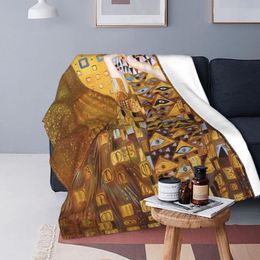 Blankets Gustav Klimt Knitted Blanket Fleece Adele Bloch-Bauer Freyas Art Warm Throw For Aeroplane Travel Bedspread