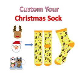 Christmas 3D Printing Custom Socks Santa Claus Long Personalised Women s Crew Knee Sock 220708