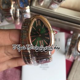 2022 BVF bv102493 102493 Swiss Quartz Movement Womens Watch 35MM Green Dial Rose Gold Silver Two tone Long Winding Bracelet eternity Fashion Lady Watches Watches