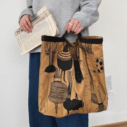 Shopping Bag Retro Ins Letter Canvas Bag Men's and Women's Shoulder Bag Portable Large-capacity Canvas Bags Tote-Bag