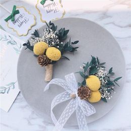 Decorative Flowers & Wreaths 2PCS Natural Mini Bouquet Dried Flowers, DIY Happy Birthday 3D Card Wrist Corsage Wedding Accessories,Home Deco