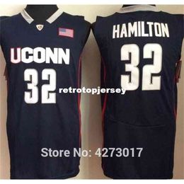 Cheap College 32 Richard Hamilton Uconn Huskies Jerseys University Hamilton Basketball Men Navy Blue White Stitched vest Shirt