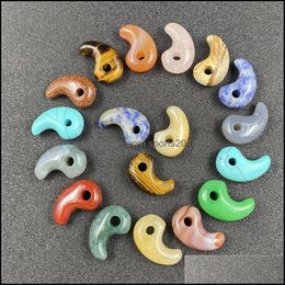 Arts And Crafts Arts Gifts Home Garden Eight Diagram Comma Shape Natural Stone Charms Agate Crystal Turquoises Jades Opal Dhfir