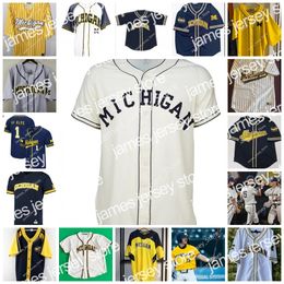 2022 NCAA Custom Stitched Michigan Wolverines Baseball Jersey 16 Barry Larkin 19 ALEC RENNARD 31 Jim Abbott 33 Don Lund Bill Freehan 3 Erik