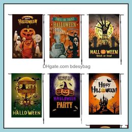 Banner Flags Festive Party Supplies Home Garden 2021 New Halloween Flag Pumpkin Linen European And American Fest Dhfvb