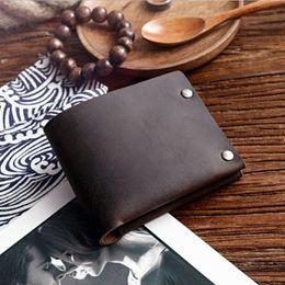 Wallets Male Genuine Leather Wallet For Men Vintage Handmade Short Bifold Purse Card Holder With Coin PocketWalletsWallets