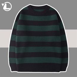 Men s Sweaters Striped Knitted Sweater Men Women Vintage Tate Langdon Loose Swea 220823