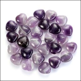 Stone Loose Beads Jewellery Natural Crystal Ornaments Carved 25X10Mm Heart Chakra Reiki Healing Quartz Mineral Tumbled Gemstones H Dho7F