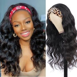 4/27 Highlight Body Wave Ombre Coloured Indian Human Hair Wigs Machine Made For Black Women Wig With Headband